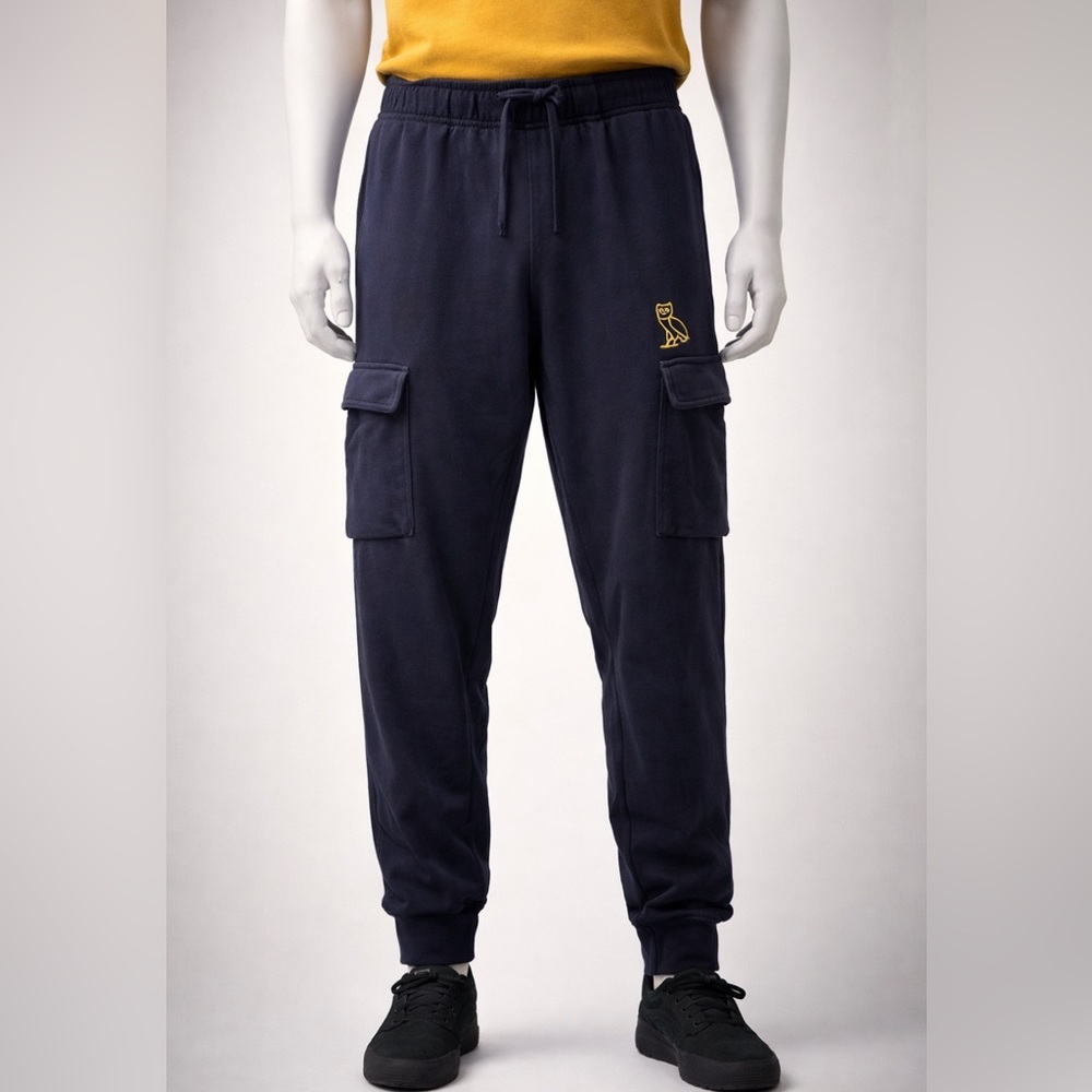 OVO Cargo Jogger Sweatpants | Men’s Large | Navy | Drake OVO Owl